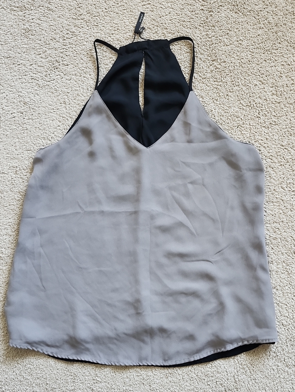 Tempted Two-Tone Halter Cami in Gray and Black